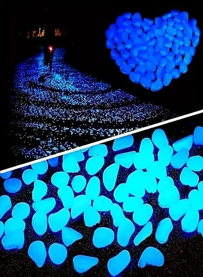 SNAPSHOPECOM Radium Glossy Small Stone Decorative Aquarium and Vase Fillers Pebbles for Garden Home in Dark Glowing Stepping Glows The Night Rocks Set Decoration (Mixcolor,100 Pcs) (Blue) - Image 2
