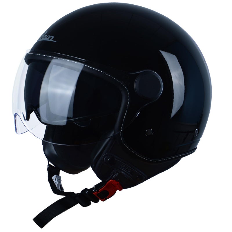 BEON Open Face Motorcycle Helmet for Adults DOT Approved34 Retro Vespa Helmet Dual Visors Mens and Womens Motorbike Casco for Moped Cruiser Bobber and ChopperXLGlossy Metallic Black - Image 2
