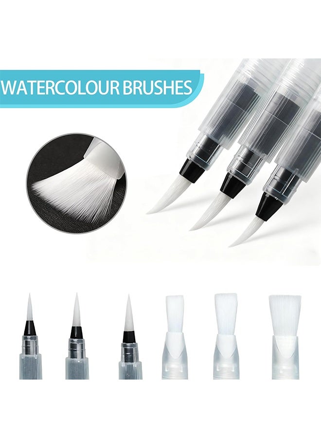 Pack of 12 Refillable Watercolour Brush Pens with Large Water Tank, Ideal for Watercolour Paints, Mixing, and Sketching,Perfect for Artists, Students, and Beginners Using Water Brush Pens - Image 3