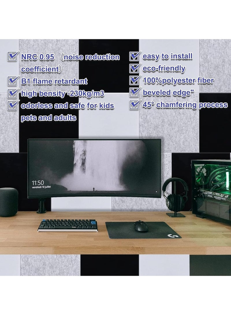 VUCATIN 12 PCS Acoustic Panels High Density Sound Absorbing Panels Sound Proof Insulation Square Wall Decor Self-Adhesive Felt board Decorative Notice Board - Image 3