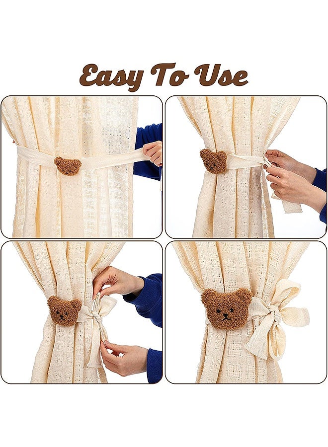 إم إكس إن 4 Pcs Bear Curtain Holders, Cartoon Bear Curtain Tieback, Teddy Bear Nursery Decor for Home Office Bedroom Living Room Window Treatment Decor - Image 4