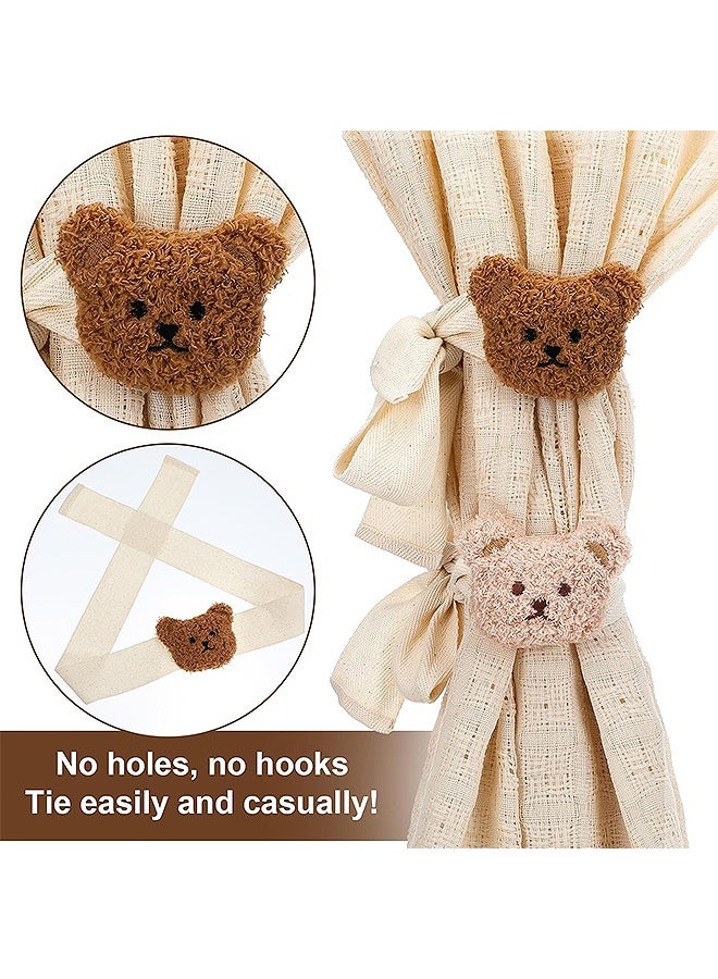 إم إكس إن 4 Pcs Bear Curtain Holders, Cartoon Bear Curtain Tieback, Teddy Bear Nursery Decor for Home Office Bedroom Living Room Window Treatment Decor - Image 3