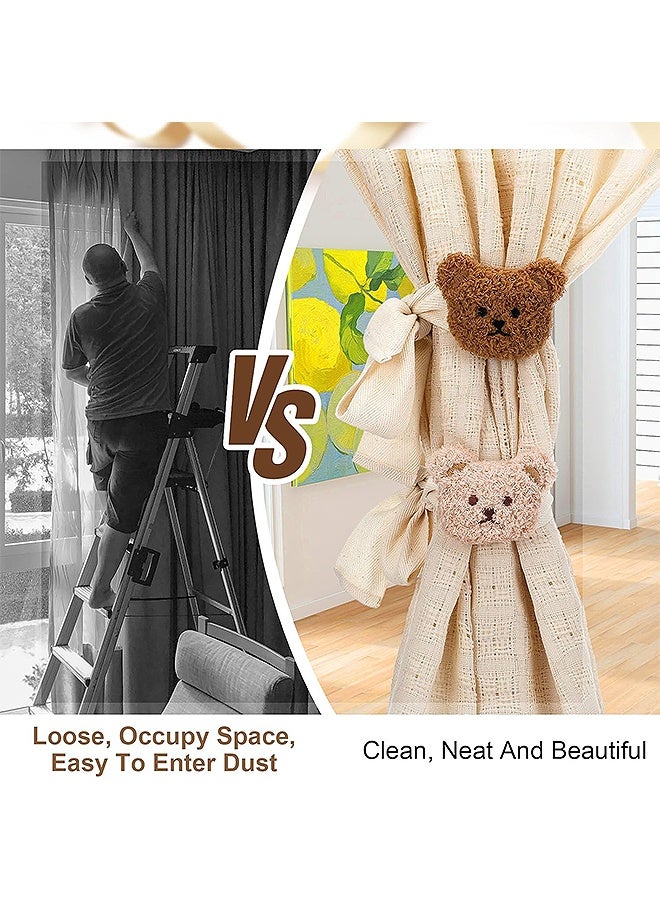 إم إكس إن 4 Pcs Bear Curtain Holders, Cartoon Bear Curtain Tieback, Teddy Bear Nursery Decor for Home Office Bedroom Living Room Window Treatment Decor - Image 5