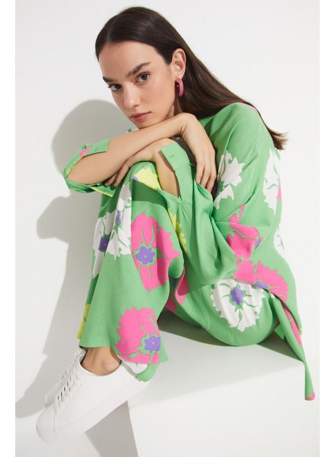 جون قميص فيسكوز مزين بالزهور حصري لشهر يونيو - أخضر - Image 4