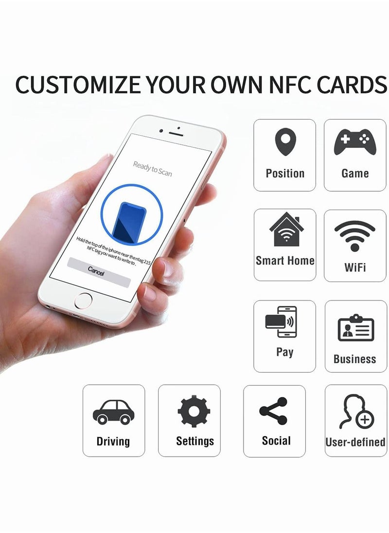 ماركة غير محددة - 50 قطعة من بطاقات NTAG215 NFC (بطاقات NFC فارغة) بطاقات NFC 215 فارغة PVC قابلة للبرمجة متوافقة مع جميع الهواتف التي تدعم NFC - Image 1