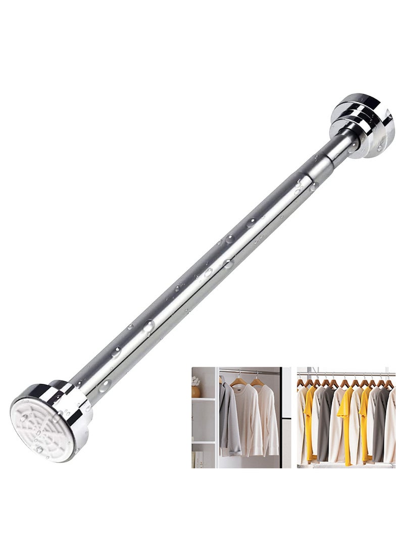 Shower Curtain Rod Adjustable Tension Spring Shower Curtain Rod Telescopic Curtain Rod Stainless Steel Retractable Clothes Rod Retractable Rod No Drilling Required (40-66 Inch) - Image 1