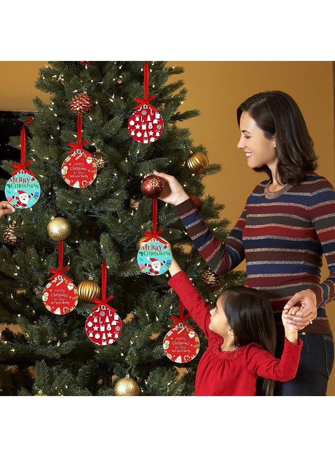 TPGP 50 قطعة من زينة عيد الميلاد الدائرية من الأكريليك الشفاف مع شريط، كرات مسطحة للحرف اليدوية، قرص أكريليك شفاف فارغ لزينة شجرة عيد الميلاد (7.6 سم) - Image 3