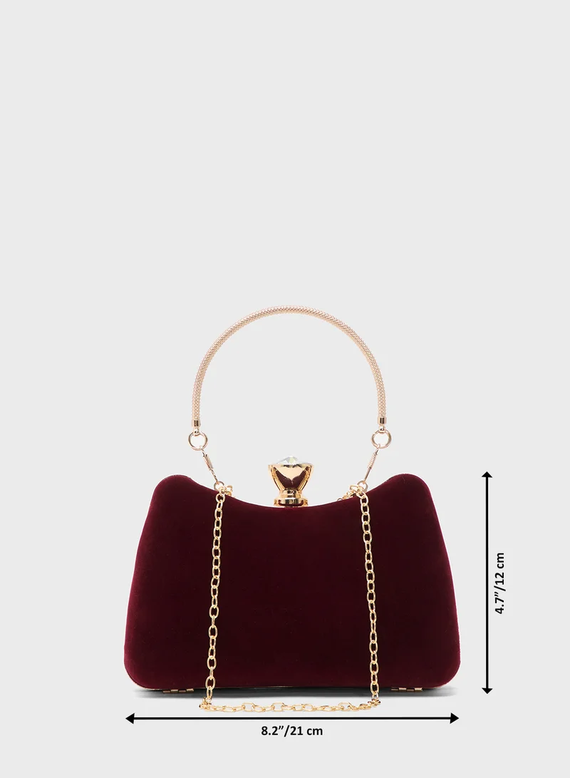 Khizana Gold Accent Suede Clutch