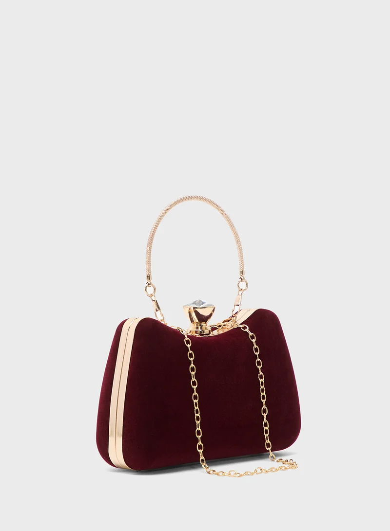 Khizana Gold Accent Suede Clutch