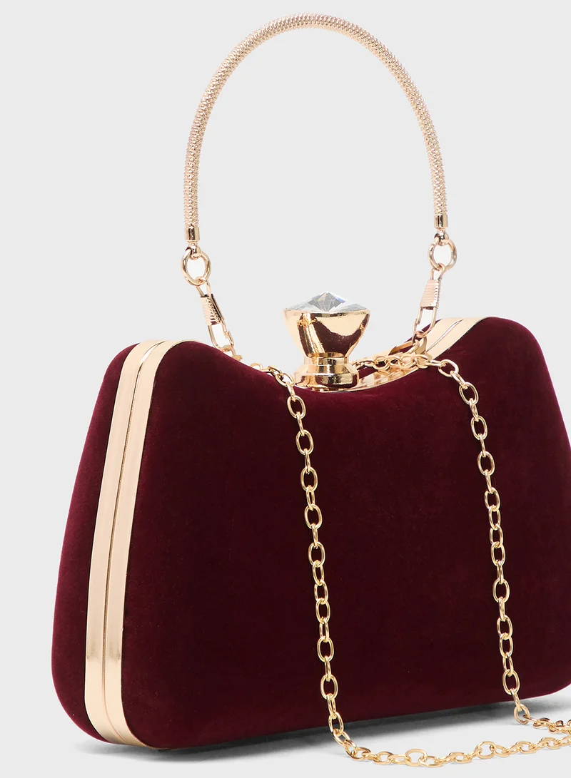 Khizana Gold Accent Suede Clutch