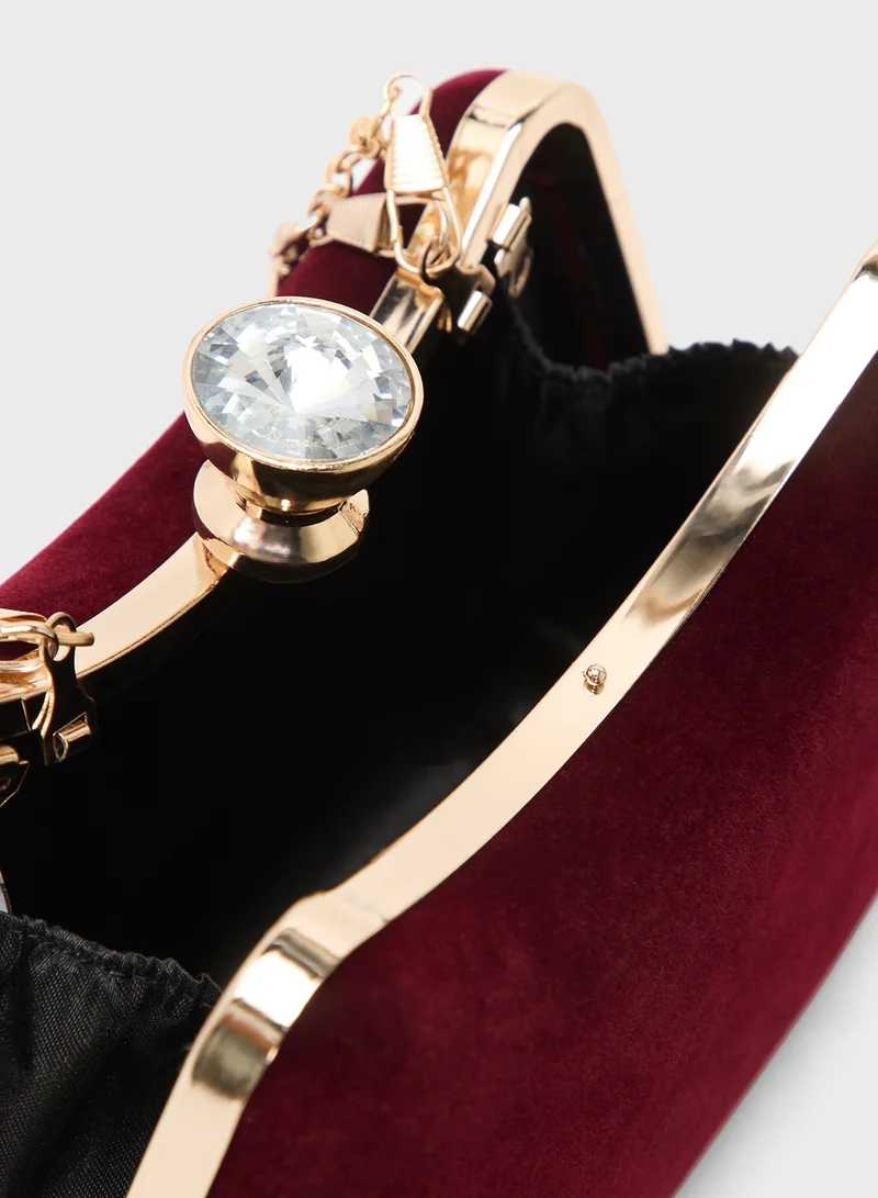 Khizana Gold Accent Suede Clutch
