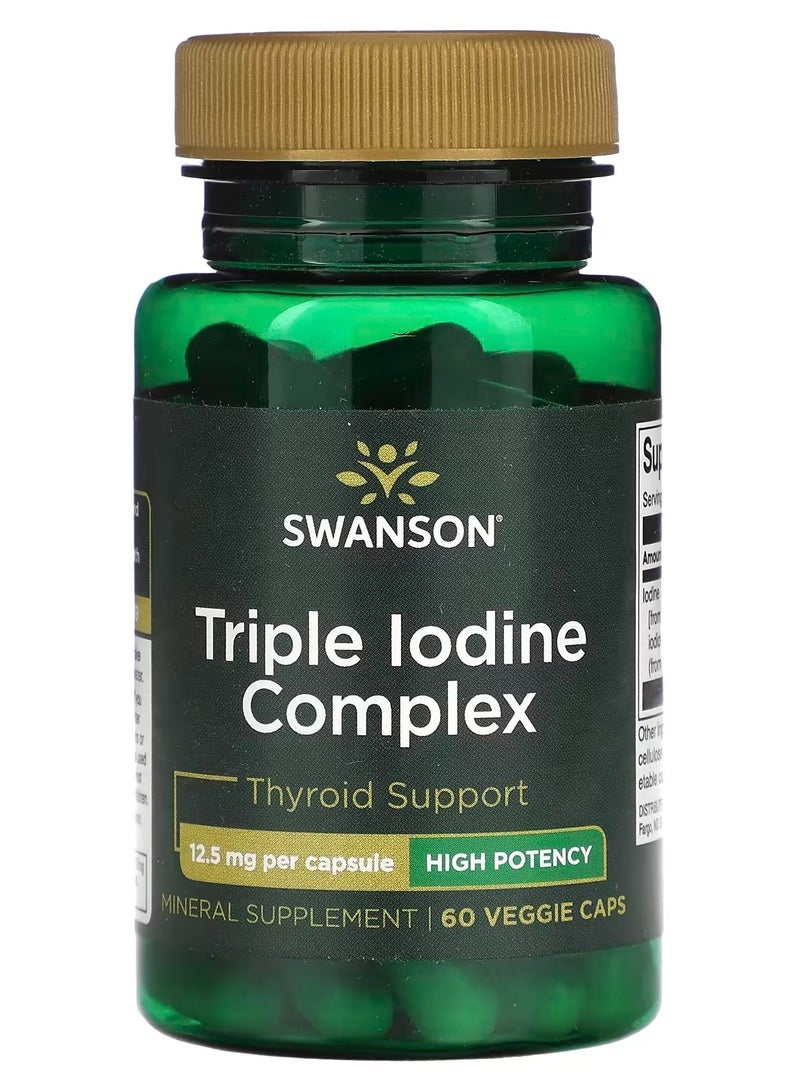 Swanson, Triple Iodine Complex, High Potency, 12.5 mg, 60 Veggie Caps