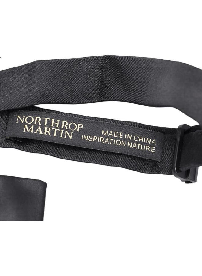 NORTHROP MARTIN نوز مارتن - ربطة عنق حريرية عالية الجودة للرجال، ربطة فراشة للعريس وأصحاب الشرف، هدية زفاف، لون أسود لامع، موديل 1044 - Image 2