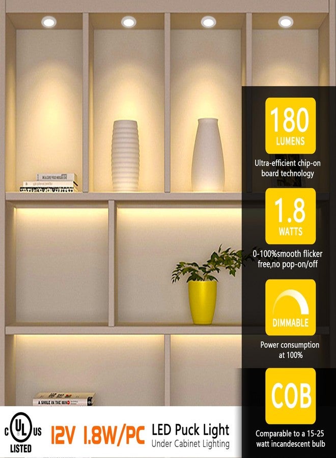 VST Under Cabinet Lights CCT 3000K-6000K, Puck Lights Color Temperature and Brightness Adjustable with Touch Switch and ETL Listed Led Driver, Plug in Led Light for Kitchen Under Cabinet Wardrobe - Image 2