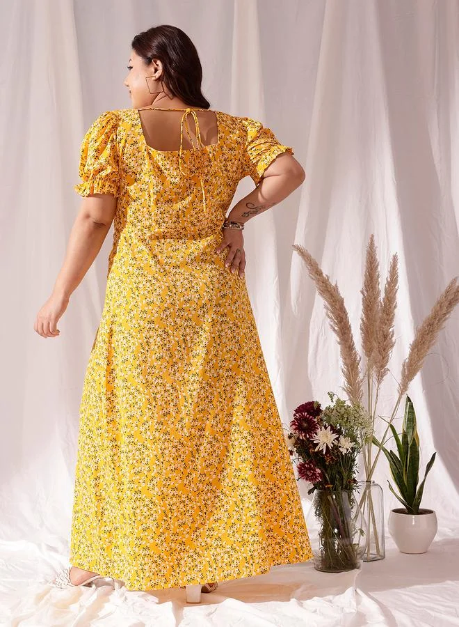 STREET 9 STREET 9 Plus Yellow Maxi Dress with Sweetheart Neck