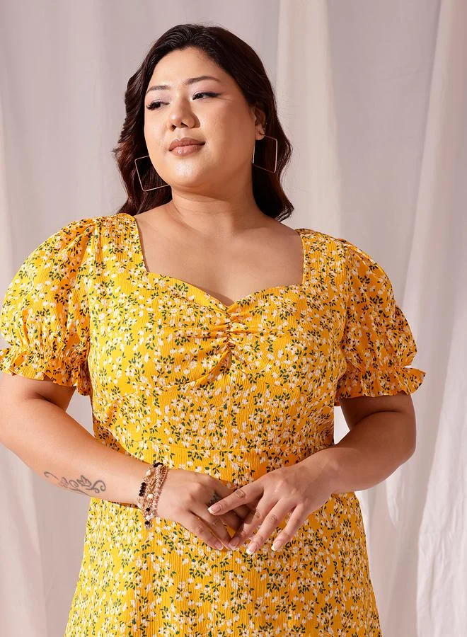 STREET 9 STREET 9 Plus Yellow Maxi Dress with Sweetheart Neck