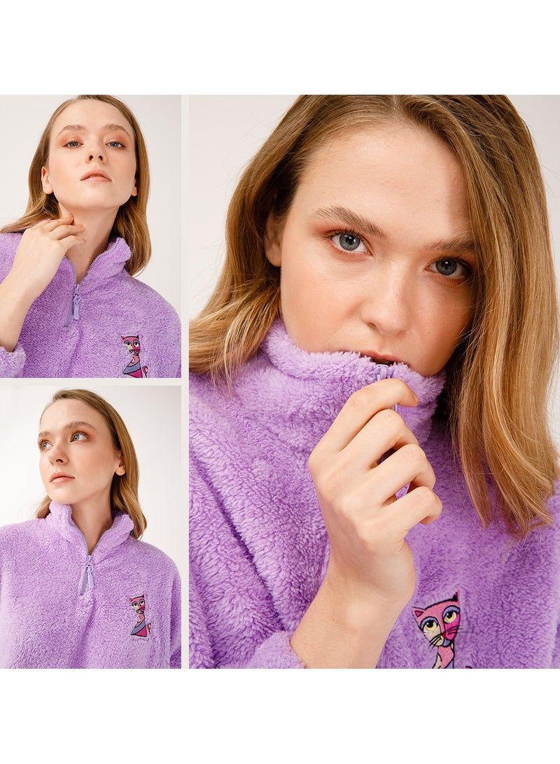 Biggdesign Women's Fleece Jacket, Quarter Zip, Classic Fit, Long Sleeve, Super Soft, Lightweight, Cute, Warm, Women’s Fleece Pullover, For Spring and Winter, Size S  - Image 2