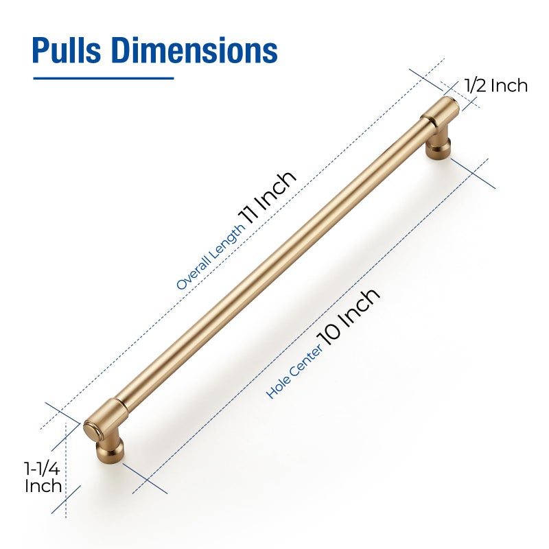 JOY DECOR 20 Pack 10 Inch Champagne Bronze Cabinet Handles Modern Dresser Drawer Pulls Kitchen Cabinet Hardware for Cupboard Door Handles - Image 3