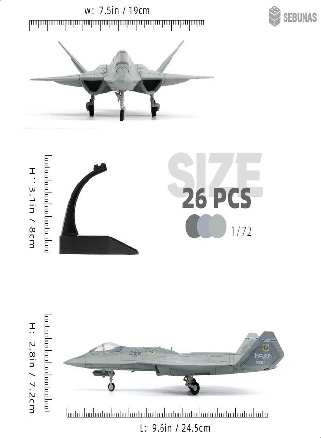 SEBUNAS 1:72 Scale YF-23 Black Widow II Fighter Jet Quick Assembly Model Kit, Plastic YF-23 Fun Toy Airplane Assembly Model with Stand Kids Gift Suitable (36PCS) - Image 2