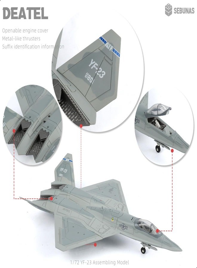 SEBUNAS 1:72 Scale YF-23 Black Widow II Fighter Jet Quick Assembly Model Kit, Plastic YF-23 Fun Toy Airplane Assembly Model with Stand Kids Gift Suitable (36PCS) - Image 3