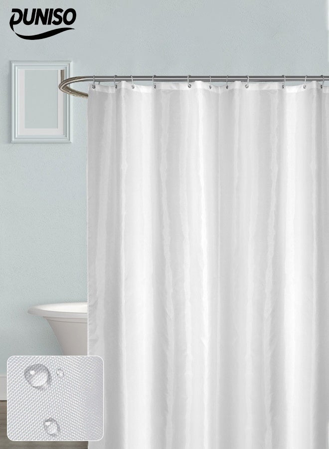 DUNISO Waterproof Shower Curtain，Thickened Bathroom Curtains，Moisture Absorption And Durability，Waterproof Quick Drying，Anti Mold，With Hooks，For Bathroom And Bath Tub，120*180cm，White  - Image 1