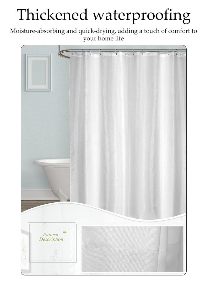 DUNISO Waterproof Shower Curtain，Thickened Bathroom Curtains，Moisture Absorption And Durability，Waterproof Quick Drying，Anti Mold，With Hooks，For Bathroom And Bath Tub，120*180cm，White  - Image 3