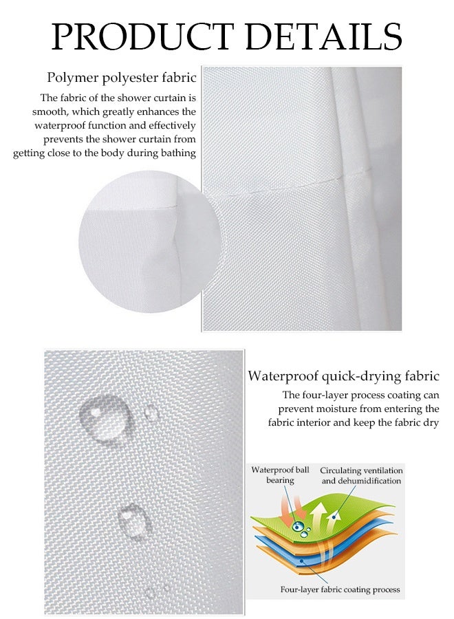 DUNISO Waterproof Shower Curtain，Thickened Bathroom Curtains，Moisture Absorption And Durability，Waterproof Quick Drying，Anti Mold，With Hooks，For Bathroom And Bath Tub，120*180cm，White  - Image 5