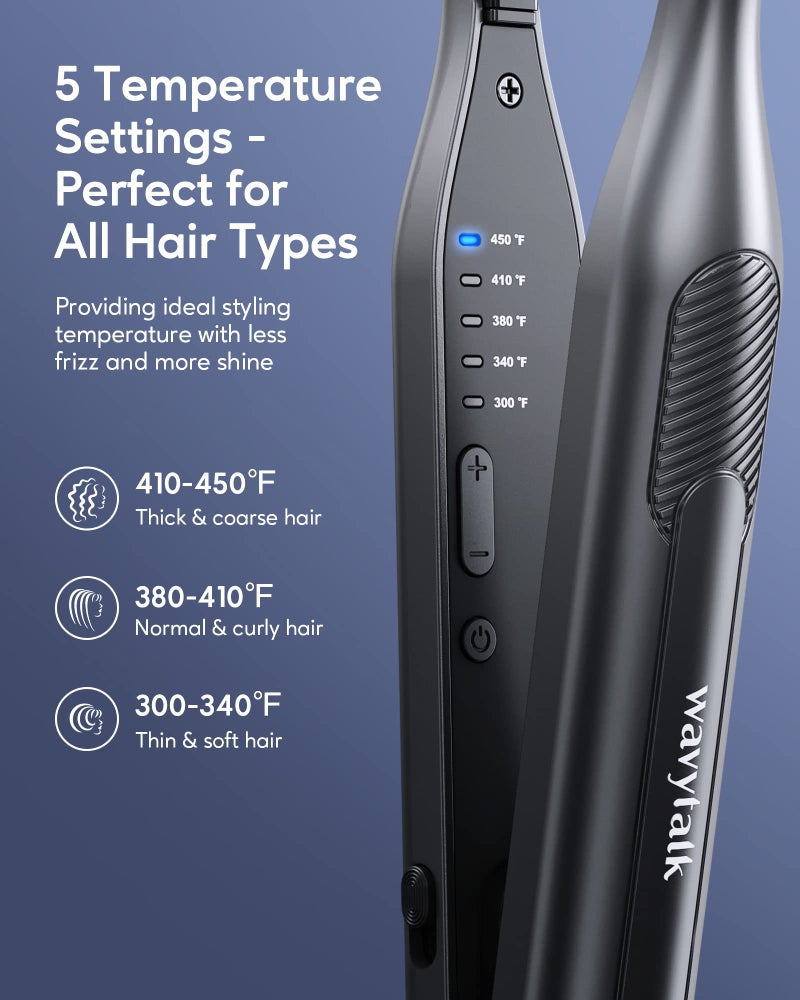 Wavytalk Pencil Flat Iron, 3/10" Small Iron for Short Hair, Pixie Cut and Bangs, Tiny Beard Straightener with Dual Voltage & Adjustable Temp, Mini Hair Edges Heating Up in 15s - Image 3