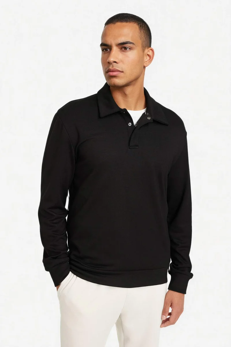 Defacto  Standard Fit Polo Collar Modal Sports Sweatshirt for Men | Best Price UAE