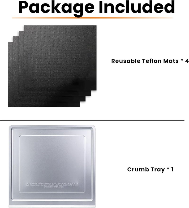 AODPWEN Crumb Tray Replacement for Ninja Foodi SP101 SP151 Air Fryer Oven with 4 Pcs Teflon Mats, Air Fryer Accessories for Ninja airfryer Flip Up Toaster Oven - Image 3