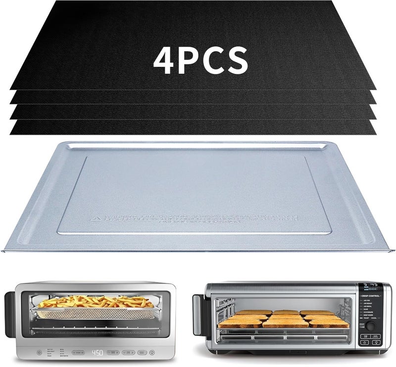 AODPWEN Crumb Tray Replacement for Ninja Foodi SP101 SP151 Air Fryer Oven with 4 Pcs Teflon Mats, Air Fryer Accessories for Ninja airfryer Flip Up Toaster Oven - Image 1