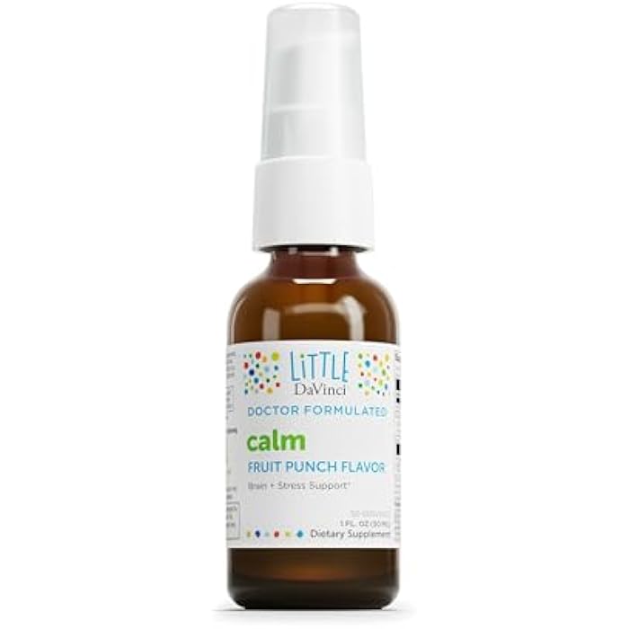 Davinci Little Davinci Calm - Calming Supplement for Kids* - Supports Relaxation, Focus and Alertness* - with Green Tea Leaf Extract and Stevia Leaf Extract - Fruit Punch Flavor - 30 ml - Image 1