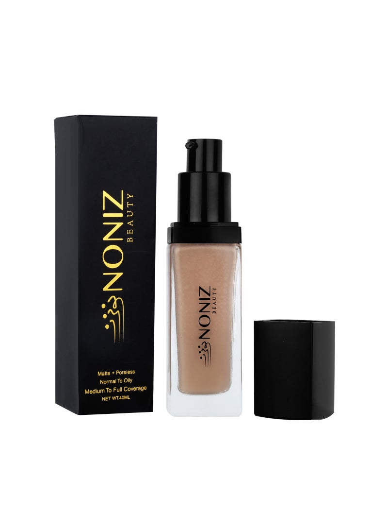 Noniz Beauty Flawless Face Makeup - Waterproof Liquid Foundation- Medium to Full Coverage-Matte Finishing Makeup Look - Oil Absorbing - Vegan Formula- Cruelty-Free Makeup 40 ml - Image 1