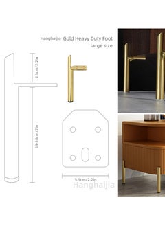 Hanghaijia Metal Furniture Legs Gold Heavy Duty Foot with Rubber Pads for Coffee Table Bench Couch Dresser Desk TV Cabinet Cupboard Replacement DIY Support Feet Set of 4  - Image 5