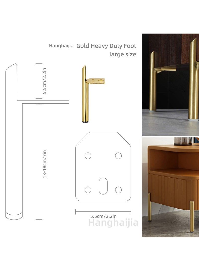 Hanghaijia Metal Furniture Legs Gold Heavy Duty Foot with Rubber Pads for Coffee Table Bench Couch Dresser Desk TV Cabinet Cupboard Replacement DIY Support Feet Set of 4  - Image 5