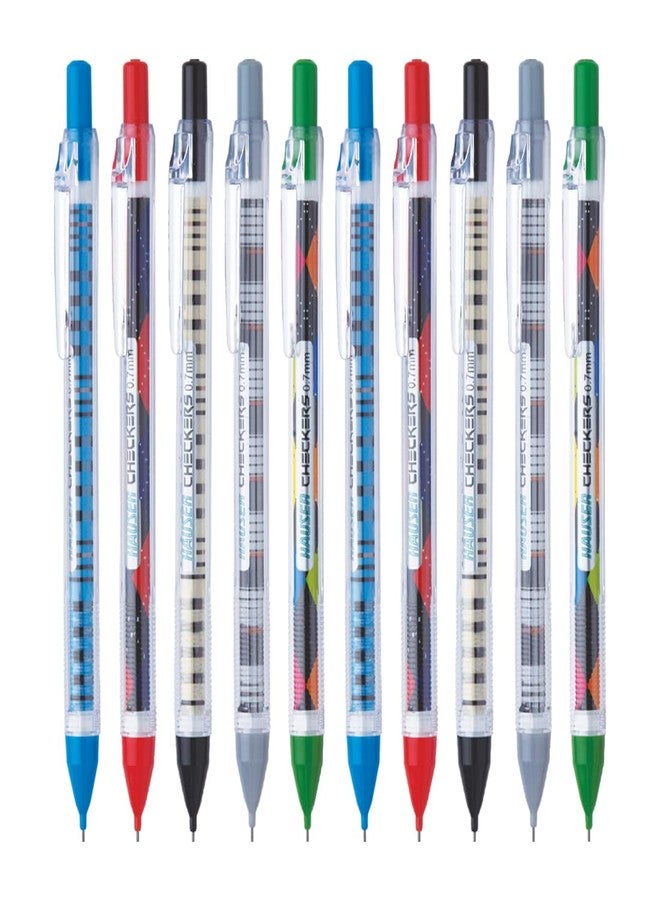 Hauser Checkers 0.7 Mm Mechanical Pencil Box |German Technology,Continuous Writing Sliding Sleeve|Specially Designed Grip for Comfortable Writing| of 10,Multicolor - Image 1