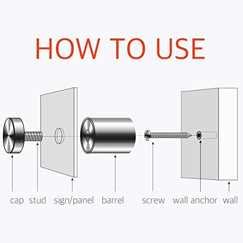 Lantee 1/2" x 3/4" Wall Sign Standoff Mounting Hardware Kit - Lantee 8 Pcs 12 x 20mm Glass Standoffs Mounts Screws, Stainless Steel Standoff Bolts - Image 4
