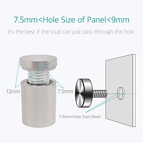 Lantee 1/2" x 3/4" Wall Sign Standoff Mounting Hardware Kit - Lantee 8 Pcs 12 x 20mm Glass Standoffs Mounts Screws, Stainless Steel Standoff Bolts - Image 5