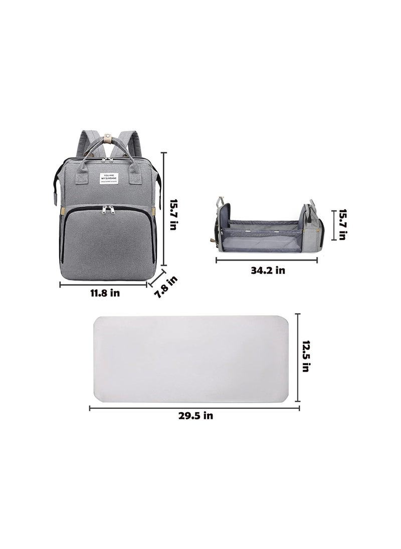 SYOSI - Diaper Bag Backpack, Multifunction Travel Baby Changing Bag, Multifunction Waterproof Travel Back Pack for Moms Dads, Newborn Baby Essential Gifts, Versatile Diaper Changing Station(Grey)(1 Pack) - Image 1