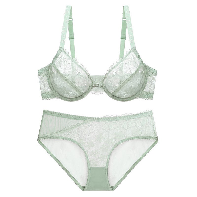 and Transparent Ultra-Thin Large Bust Bra Thin Bra Summer Underwire Comfortable Plus Size Bra Set Panties - Image 5