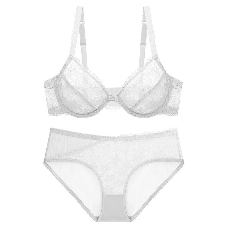 and Transparent Ultra-Thin Large Bust Bra Thin Bra Summer Underwire Comfortable Plus Size Bra Set Panties - Image 4