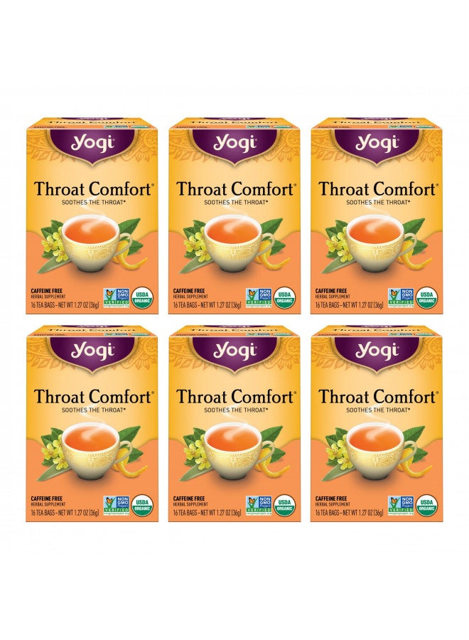 YOGI Yogi Tea - Throat Comfort (6 Pack) - Soothes the Throat with Wild Cherry Bark, Licorice Root, Mullein, and Ginger - Caffeine Free - 96 Organic Herbal Tea Bags  - Image 1