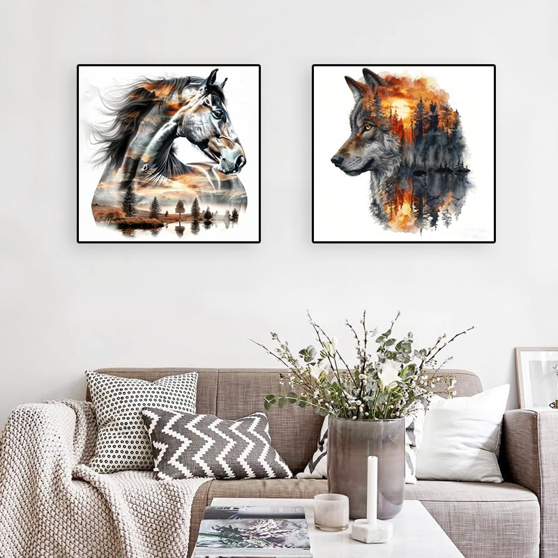Paintcolor 4 Pack Diamond Art Painting Kits for Adults,5d Forest Animals Full Drill Bear Horse Paint with Diamonds for Beginners Kids Crystal DIY Diamond Dots Wolf Deer Gem Art Crafts Kits(11.8x11.8in) - Image 3