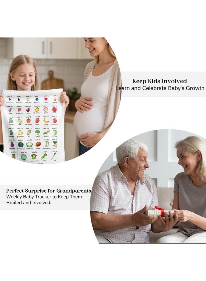 ifeolo Baby Size Tea Towel - Weekly Baby Growth Tracker In Fruit & Veg First Time Mom To Be Musthave Pregnancy Announcement Congratulation Pregnancy Gift For Expecting Parents Couple Countdown Maternity Gift - Image 5