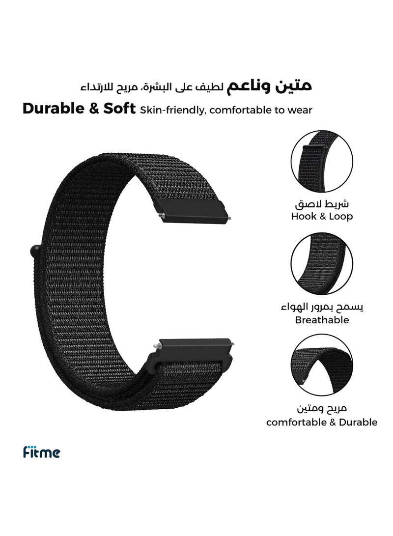 FITME Nylon loop Replacement Band For Garmin Forerunner 965 / Forerunner 955 / Forerunner 945 / Forerunner 935 / Forerunner 745 / Forerunner 255 / Epix 2 / Approach S70 / S62 / S60 - (22mm) - Image 2