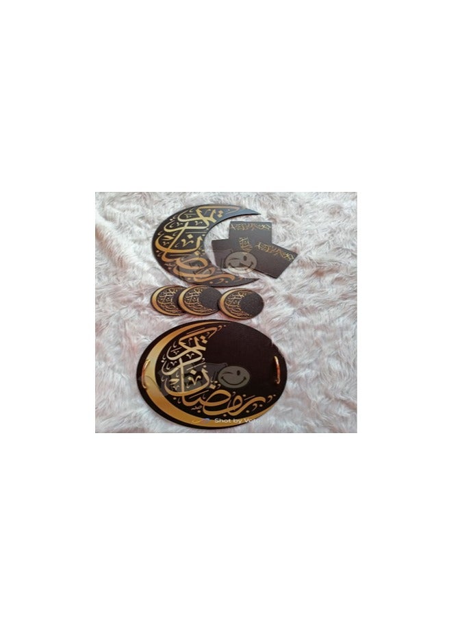 ويفي طقم صينية وهلال قاعدة لتقديم المأكولات و قواعد مشروبات (12 قطعة)