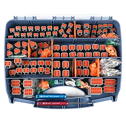 JRready طقم موصلات دويتش JRready 604PCS DT، موصلات DT رمادية 2 3 4 6 8 12 دبوس، حجم 16 جهات اتصال مطبوعة مصنوعة (14-18AWG)، طقم موصل دويتش ST6315 - Image 1