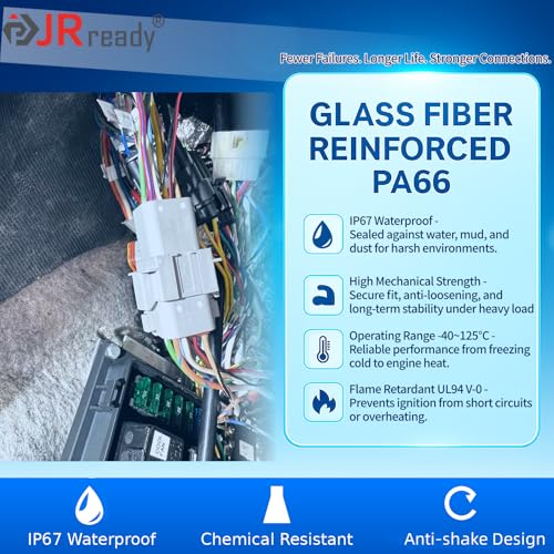 JRready طقم موصلات دويتش JRready 604PCS DT، موصلات DT رمادية 2 3 4 6 8 12 دبوس، حجم 16 جهات اتصال مطبوعة مصنوعة (14-18AWG)، طقم موصل دويتش ST6315 - Image 3