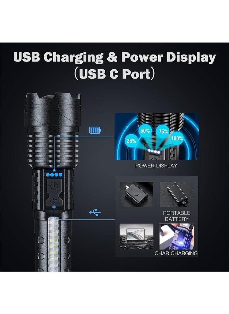 Yoawllty - Flashlight Torch Light High Power, Flashlight Rechargeable, Waterproof Zoomable 10000 Lumens with 7 Light Modes,  LED Handheld Emergency Light for Outdoor Camping Hiking - Image 1