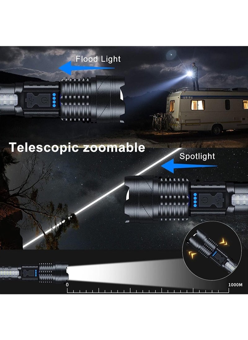 Yoawllty - Flashlight Torch Light High Power, Flashlight Rechargeable, Waterproof Zoomable 10000 Lumens with 7 Light Modes,  LED Handheld Emergency Light for Outdoor Camping Hiking - Image 1